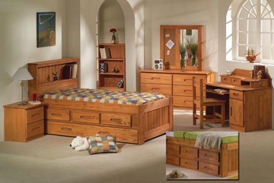 Bookcase Captains Twin Bed